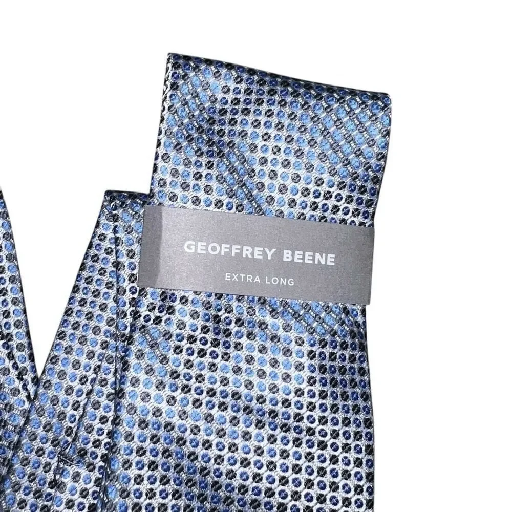 NWT GEOFFREY BEENE Blue & White Patterned X-Long Tie